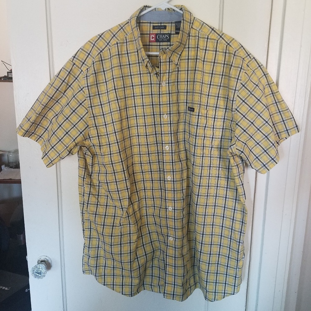 Chaps Easy Care Yellow Plaid Men's Shirt Size 2XB